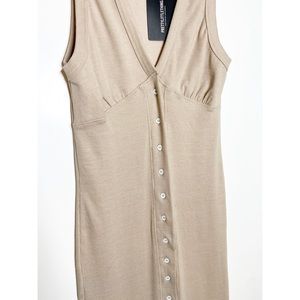 Thick Rib Cup Detail Button Midi Dress 